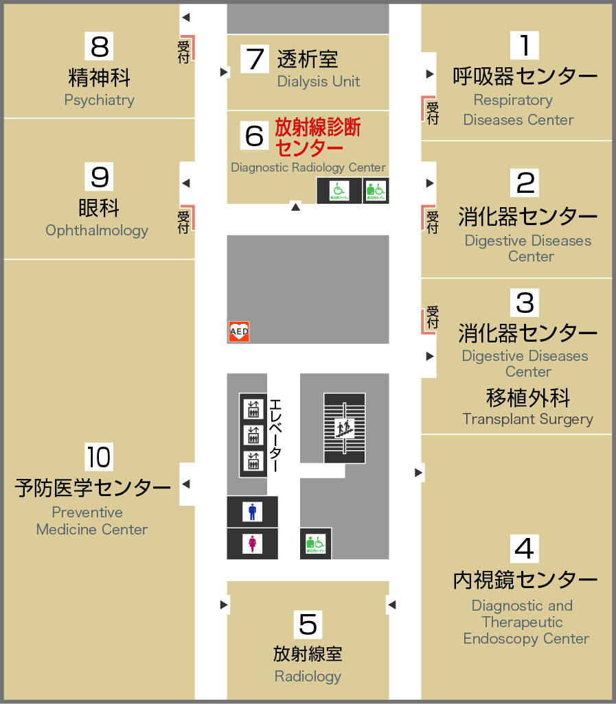 放射線科（放射線診断・核医学センター） フロアマップ