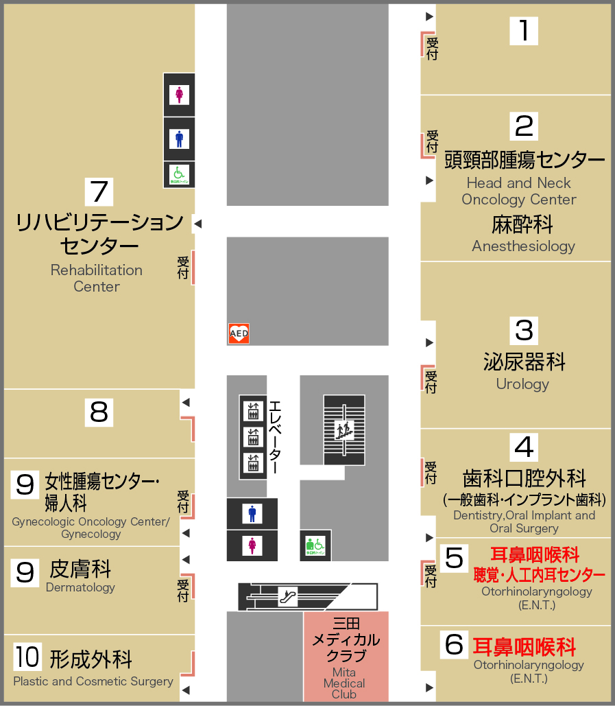 耳鼻咽喉科（聴覚・人工内耳センター） フロアマップ