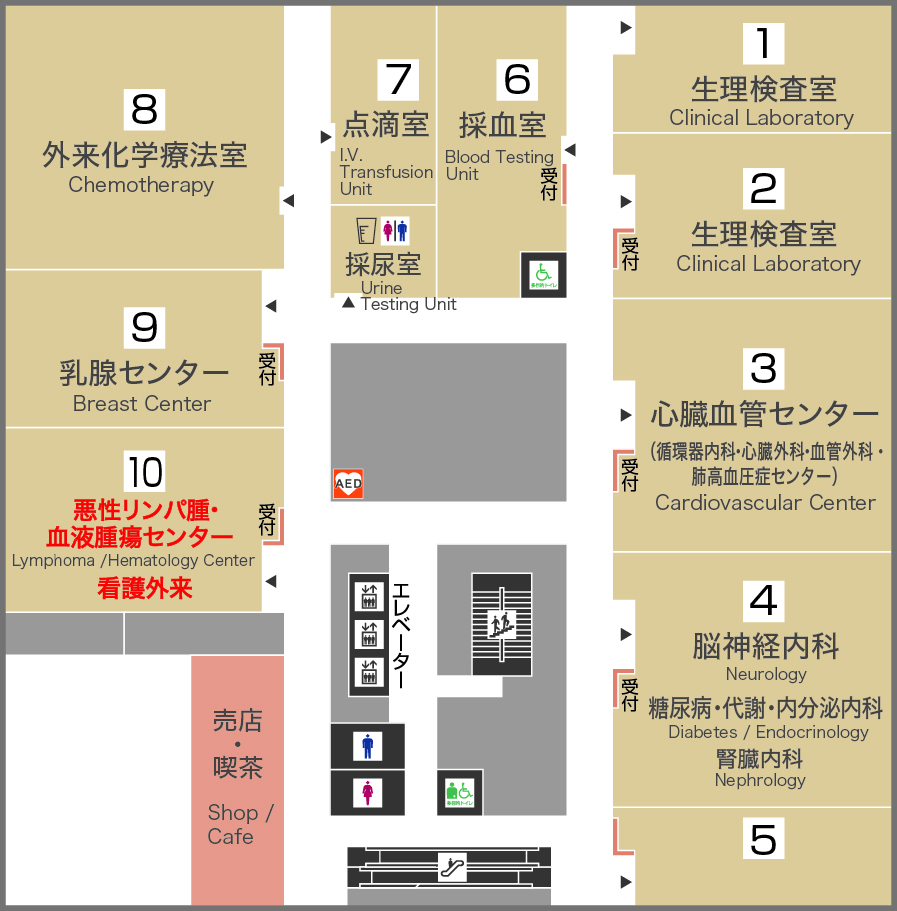 悪性リンパ腫・血液腫瘍センター フロアマップ